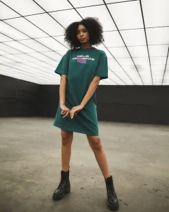 Chrome Spotnik Tee Dress - Teal