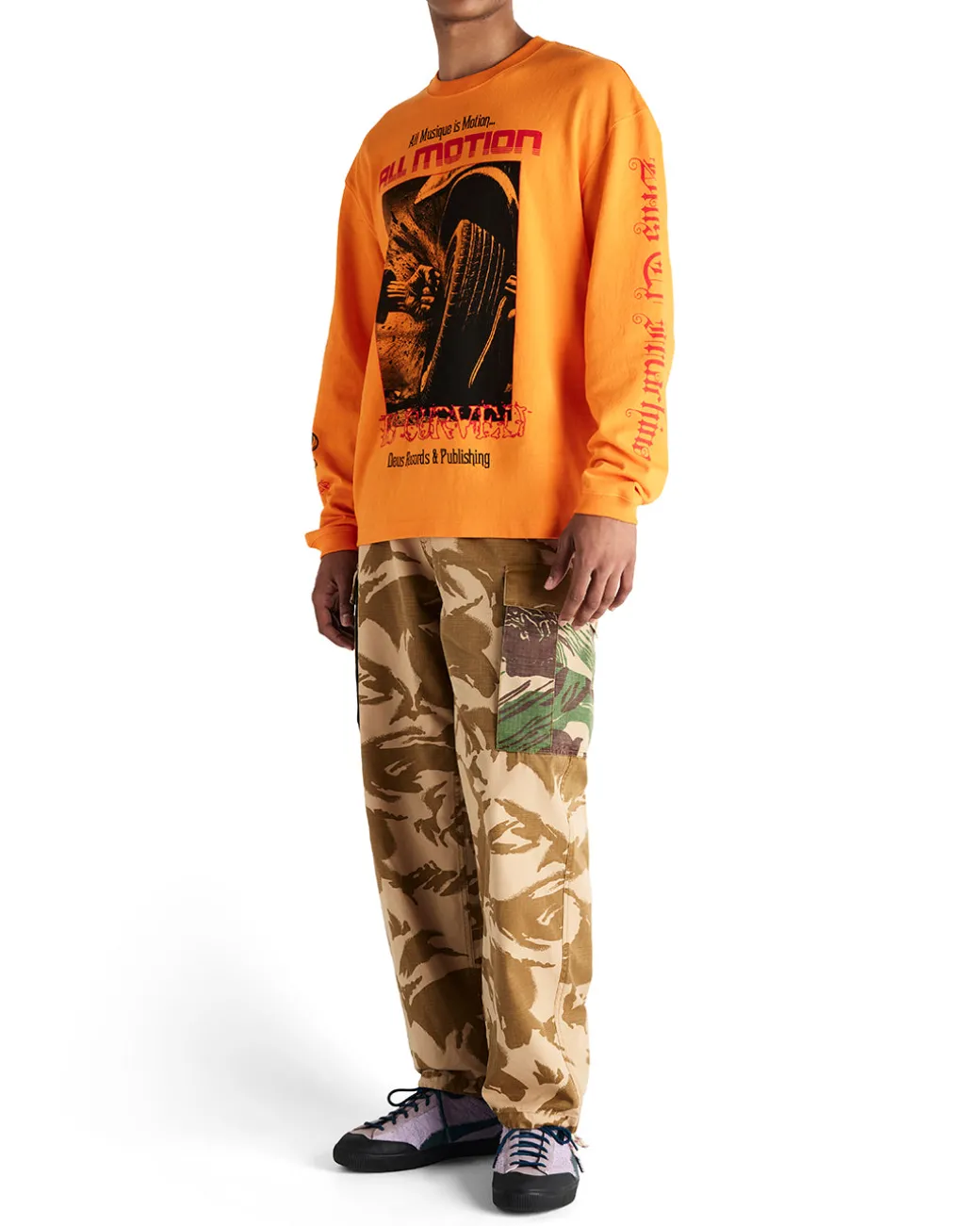 Dancing Ghost Long Sleeve Tee - Persimmon Orange