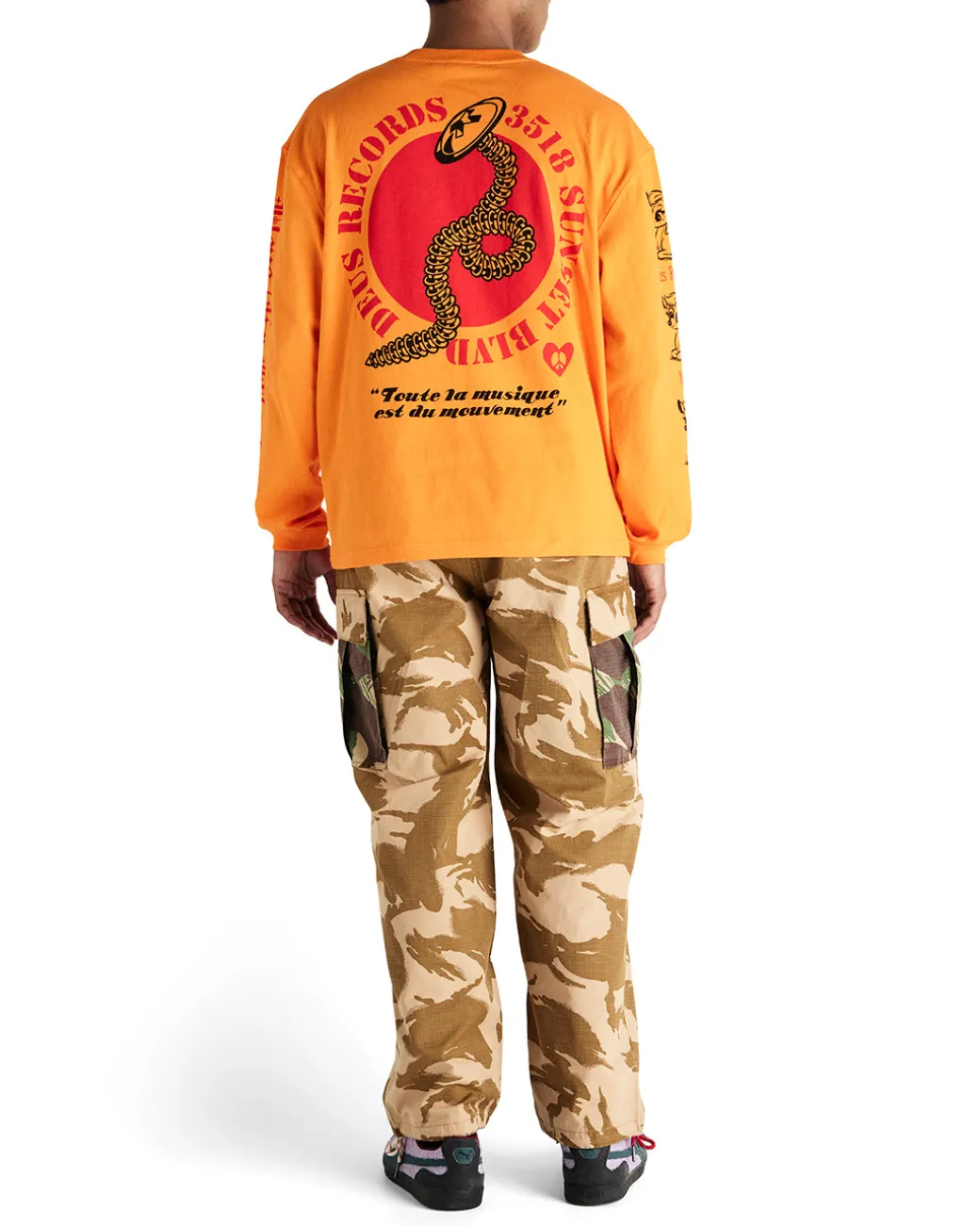 Dancing Ghost Long Sleeve Tee - Persimmon Orange
