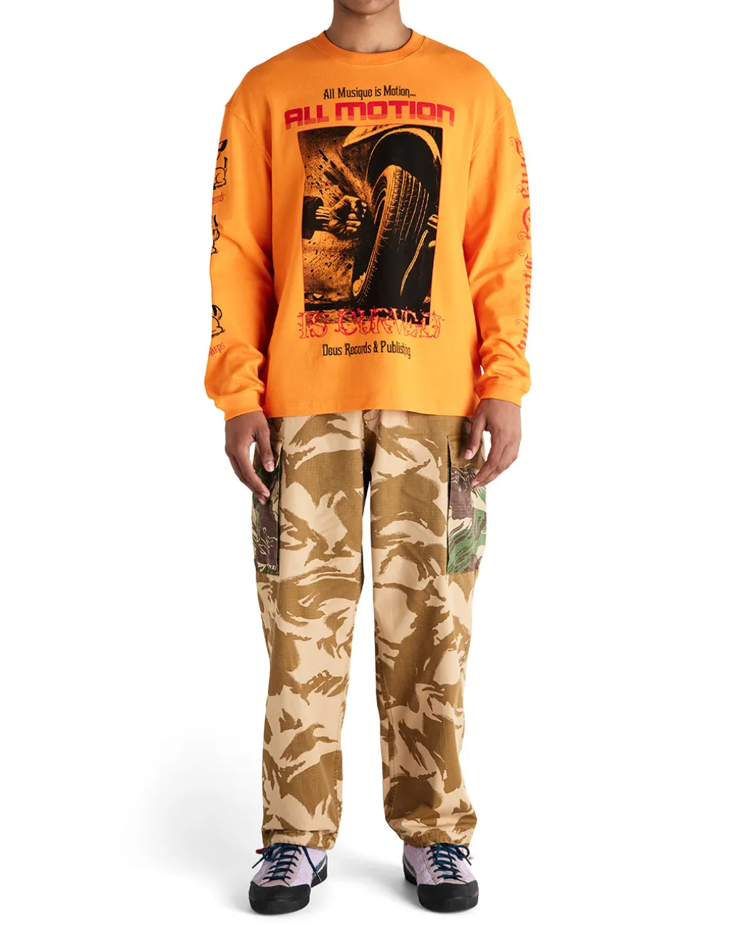 Dancing Ghost Long Sleeve Tee - Persimmon Orange