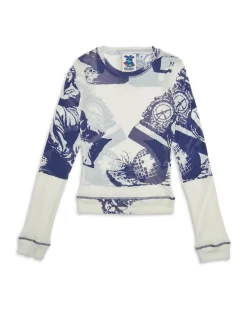 5-7-5 Mesh Long Sleeve Top - Indigo