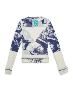 5-7-5 Mesh Long Sleeve Top - Indigo