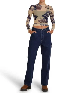 5-7-5 Mesh Long Sleeve Top - Indigo