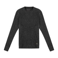 Mixed Yarn Crew Knit - Black Mix