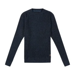 Mixed Yarn Crew Knit - Navy Mix